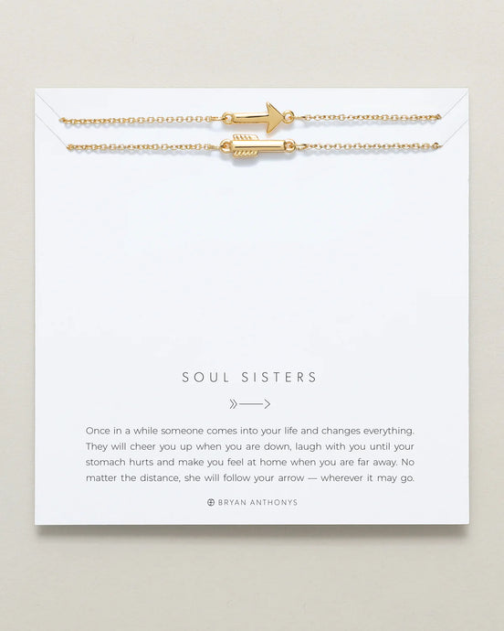 Soul Sisters Best Friend Arrow Necklace Set Gold