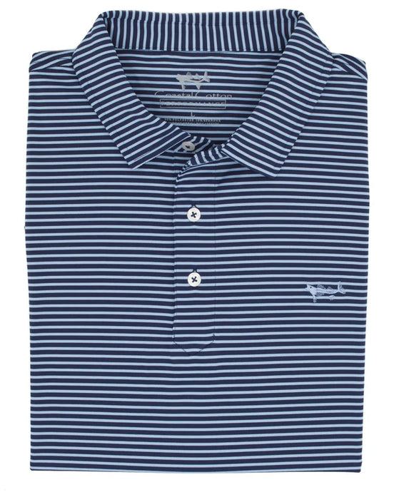 Coastal Cotton Bay Blue Stripe Polo