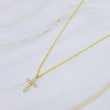 Load image into Gallery viewer, Faceted Crystal Cross Necklace