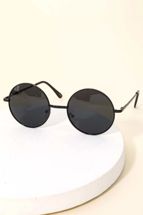 Retro Round Sunglasses Black/Black