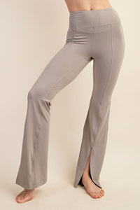 Hold On Now High Waist Flared Leggings Stone Taupe