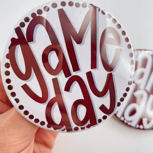 Polka Dots White Game Day Button