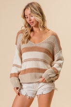 Load image into Gallery viewer, She&#39;s a Winner Striped Sweater in Latte