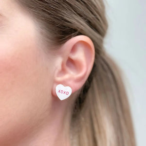 XOXO Candy Heart Enamel Stud Earrings