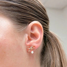 Load image into Gallery viewer, Bow &amp; Pearl Silver Stud Earrings