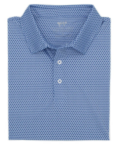 Coastal Cotton Cobalt Mosiac Printed Polo