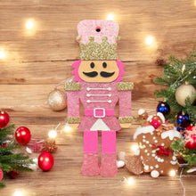 Load image into Gallery viewer, Pink Nutcracker Car Freshie in Shimmering Snowflakes