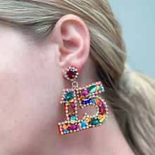 Load image into Gallery viewer, 15 Birthday Celebration Rhinestone Drop Earrings