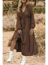 Load image into Gallery viewer, Picture Perfect LS Button V-Neck Tiered Maxi Dress