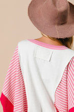 Load image into Gallery viewer, You&#39;re Misunderstood Terry Stripe Pullover in Pink