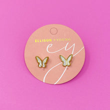 Load image into Gallery viewer, Golden Shell Butterfly Stud Earrings