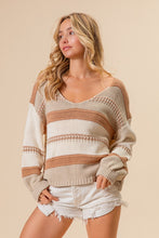 Load image into Gallery viewer, She&#39;s a Winner Striped Sweater in Latte