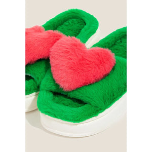 Faux Fur Heart Slippers