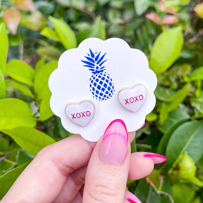 XOXO Candy Heart Enamel Stud Earrings