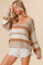 Load image into Gallery viewer, She&#39;s a Winner Striped Sweater in Latte