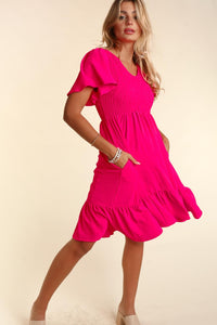 Adventure of a Lifetime Smocked Dress Hot Pink