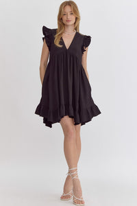 Dancing With Your Shadows V-Neck Dress Black