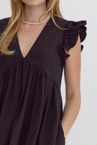 Dancing With Your Shadows V-Neck Dress Black