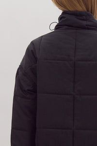 Nice for What Quilted Zip Up Jacket in Black