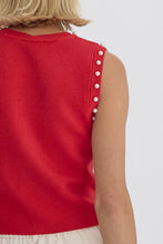 Load image into Gallery viewer, Head &amp; Heart Pearl Embellished Top Red