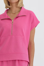 Load image into Gallery viewer, Putting Sugar on Me Half Zip Top Hot Pink