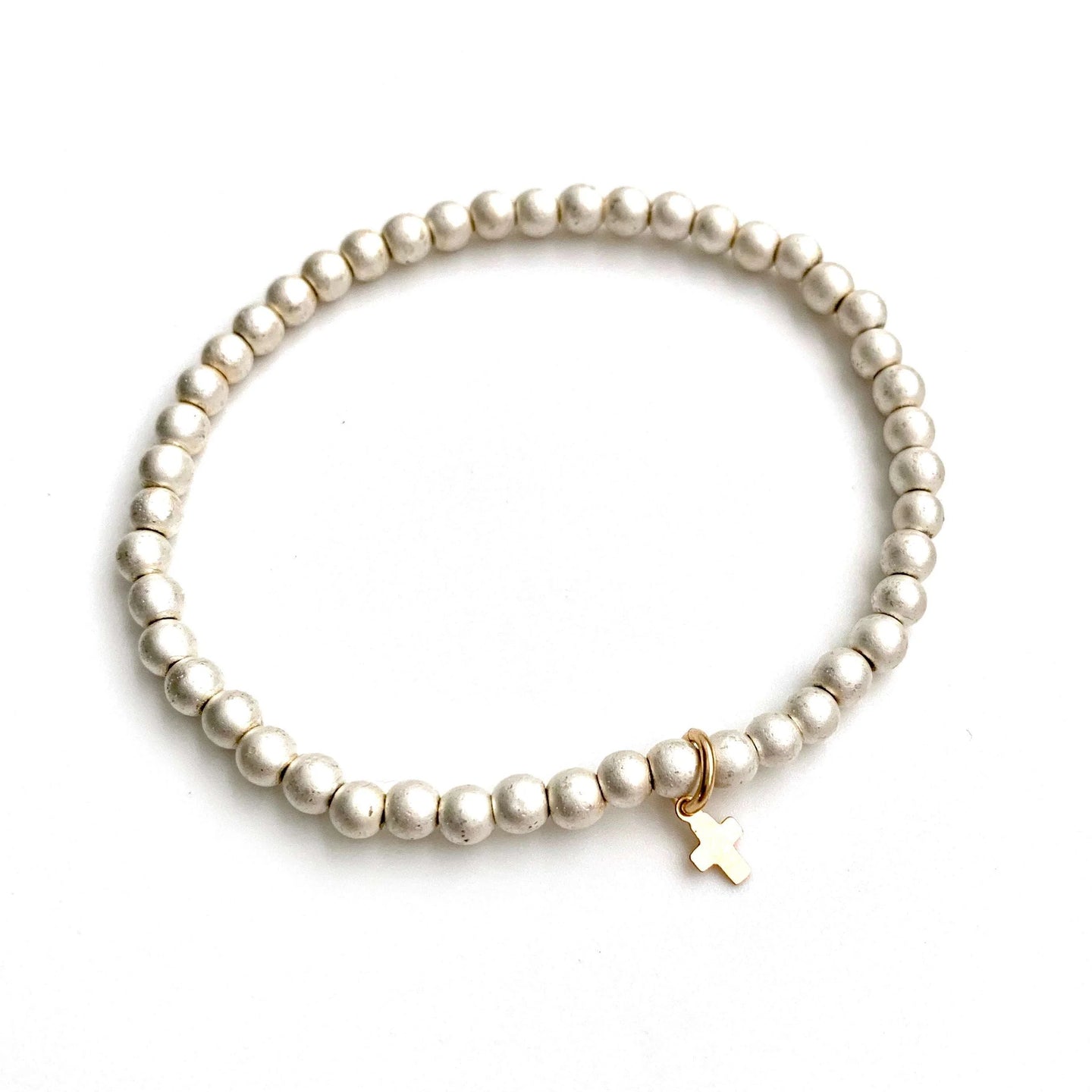 Erin Gray Luxe Cross Bracelet in White