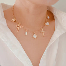 Load image into Gallery viewer, Cross Clover Multi Charm Necklace