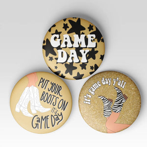 Gold & Black Put Your Boots On Game Day Button