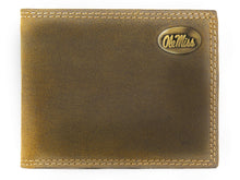 Load image into Gallery viewer, Vintage Tan Brass Ole Miss Bifold Passcase Wallet