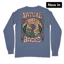 Load image into Gallery viewer, Nature Backs Illuminate LS Tee in Denim