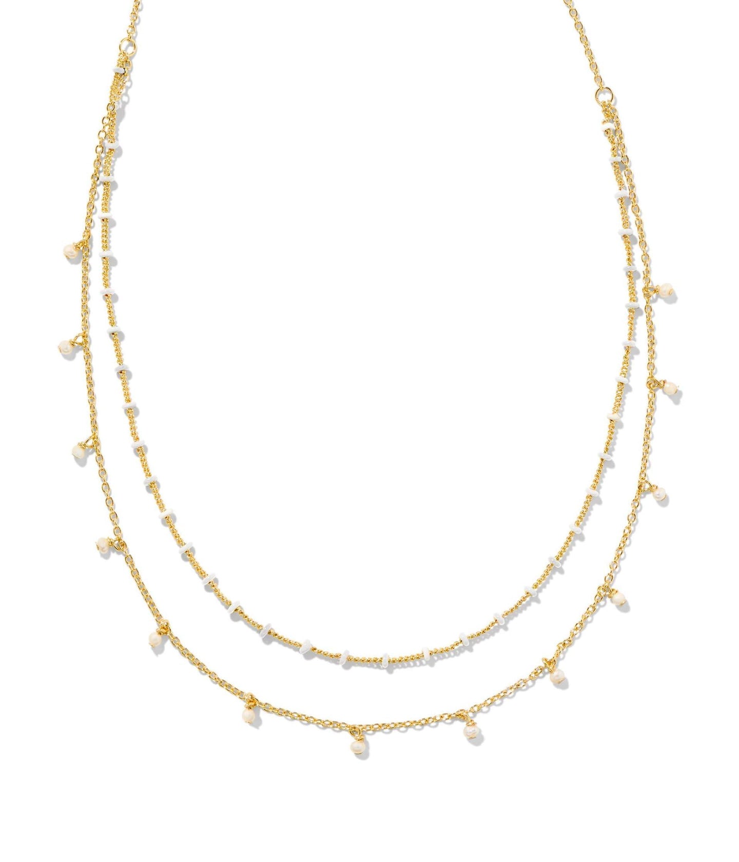 Kendra Scott Eve Gold White Mix Multi Strand Necklace