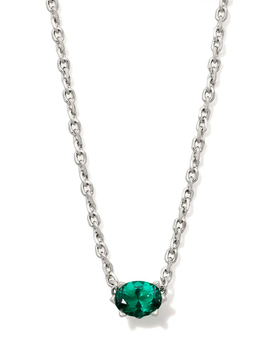 Kendra Scott Silver Cailin Pendant Necklace in Green Crystal