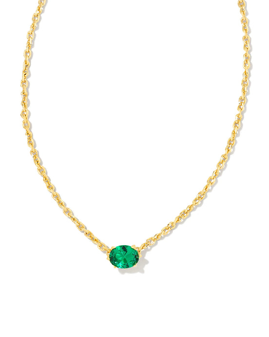 Kendra Scott Gold Cailin Pendant Necklace in Green Crystal