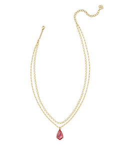 Kendra Scott Camry Gold Enamel Frame Multi Necklace Azalea Illusion