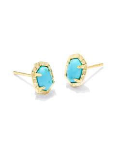 Kendra Scott Daphne Stud Earrings Gold Variegated Turquoise