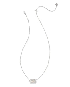 Kendra Scott Silver Elisa Ridge Frame Pendant Necklace Ivory MOP