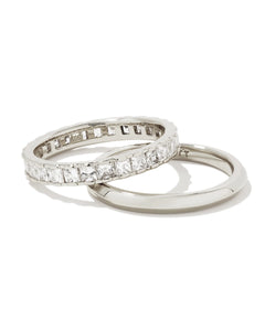 Kendra Scott Ella Silver Ring Set White Crystal