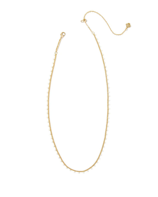 Kendra Scott Kelsey Gold Strand Necklace in White Enamel