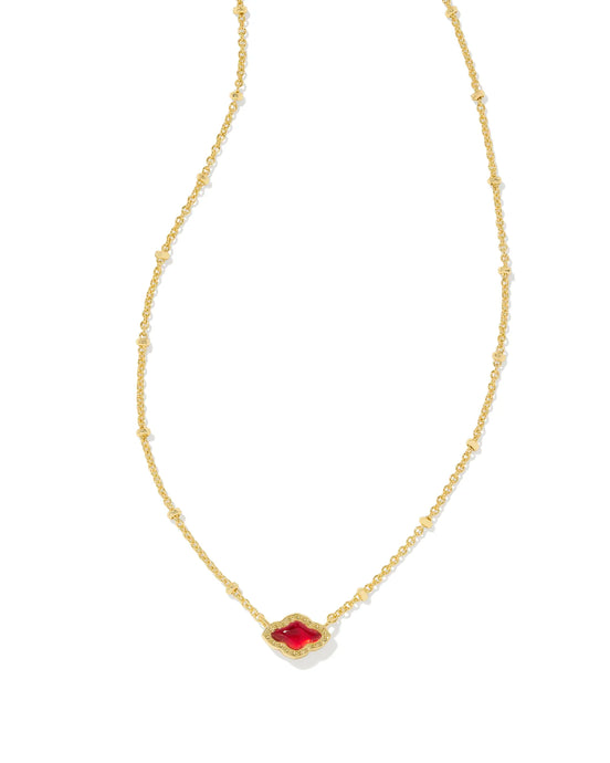 Kendra Scott Gold Mini Abbie Pendant Necklace in Cranberry Illusion