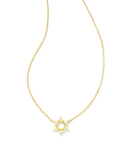 Kendra Scott Gold Star of David Pendant Necklace in White Crystal