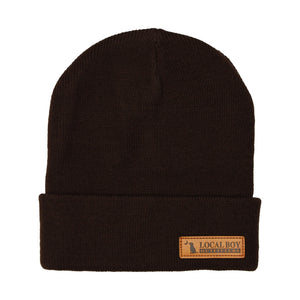 Local Boy Leather Label Beanie Coffee