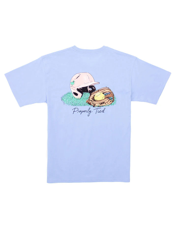 Properly Tied Softball SS Tee in Light Blue