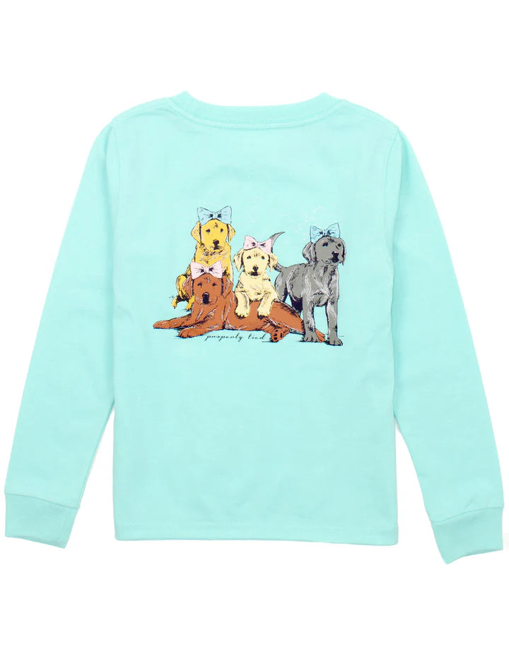 Properly Tied Girls Puppy Pile LS Tee