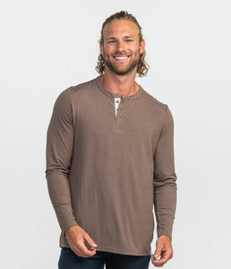 Southern Shirt Company Max Comfort Henley LS Chocolate Bark