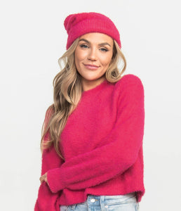 Southern Shirt Company Feather Knit Beanie Elle Pink