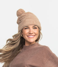 Load image into Gallery viewer, Southern Shirt Company Feather Knit Beanie Mocha Tan