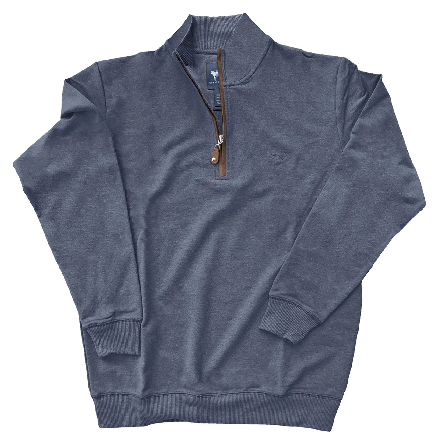 Coastal Cotton French Terry Quarter Zip Deep Water Blue