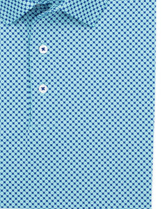 Coastal Cotton Turquoise Mosiac Printed Polo