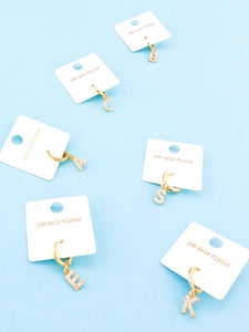 Pave Drop Initial Earrings