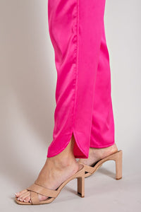 Over It Satin Joggers Hot Pink